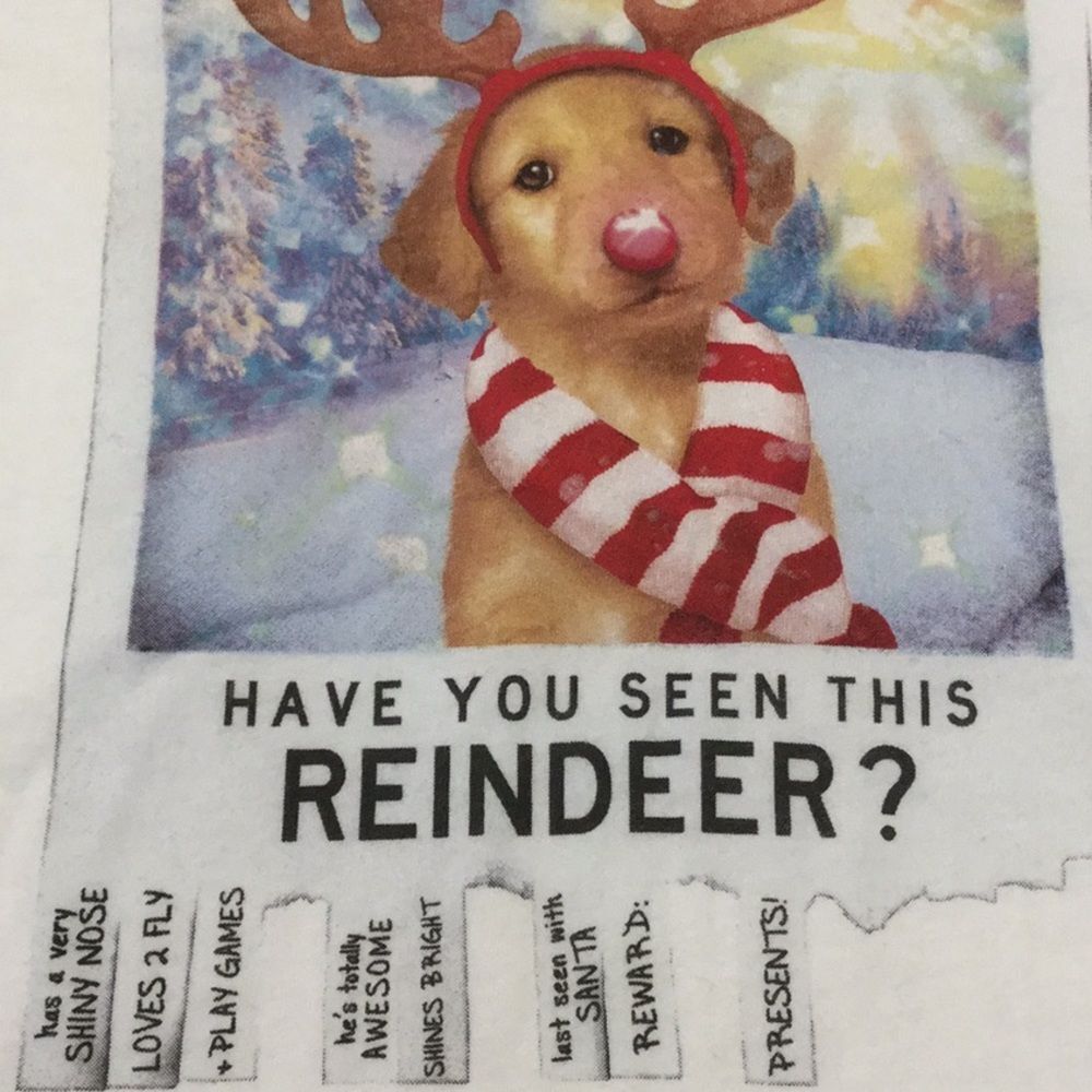 Justice Christmas T-Shirt Dog with Reindeer Ears  - Picture 2 of 4